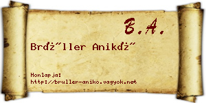 Brüller Anikó névjegykártya
